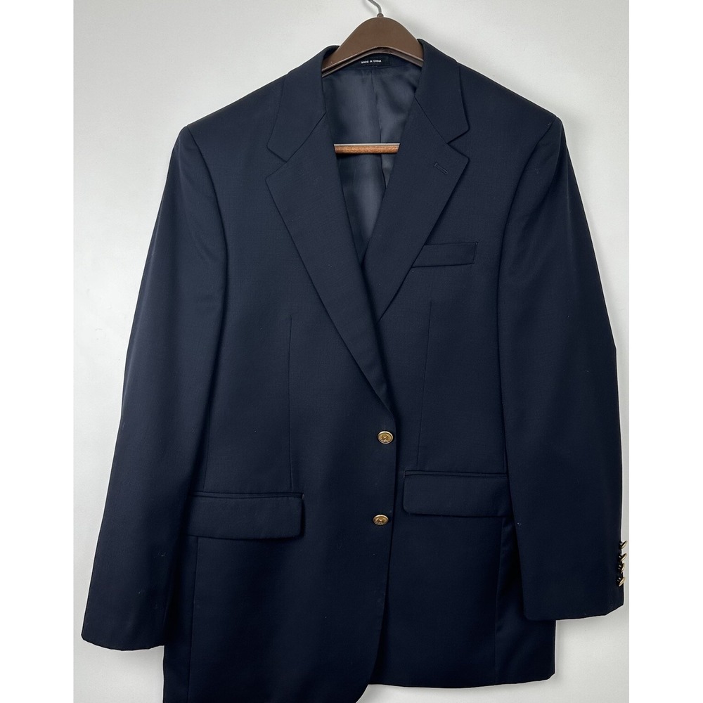 Lauren Ralph Lauren Navy Blue Gold Buttons Blazer Wool SportCoat No Size Tag 44